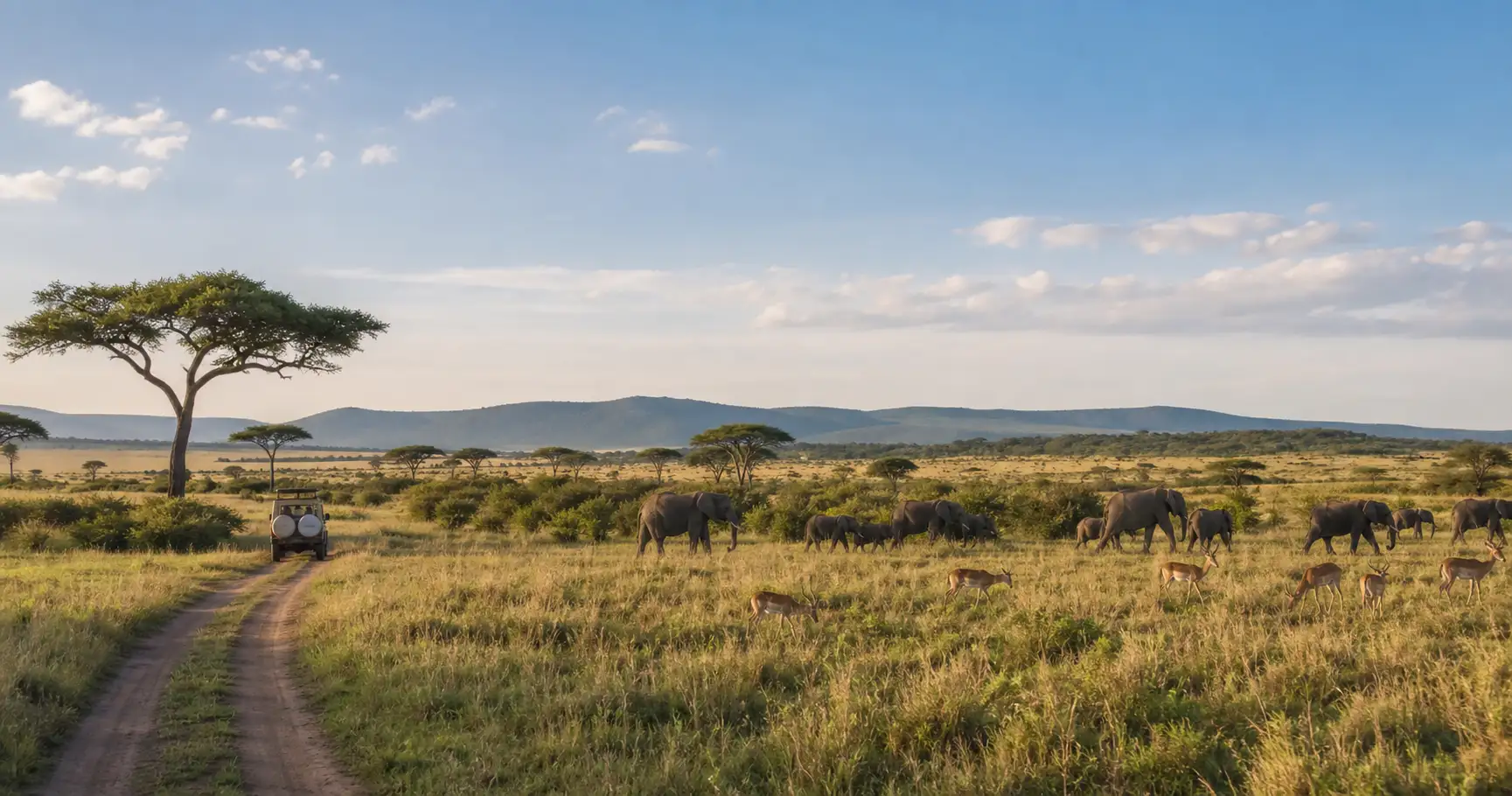 Open Kenya landscape at golden hour.